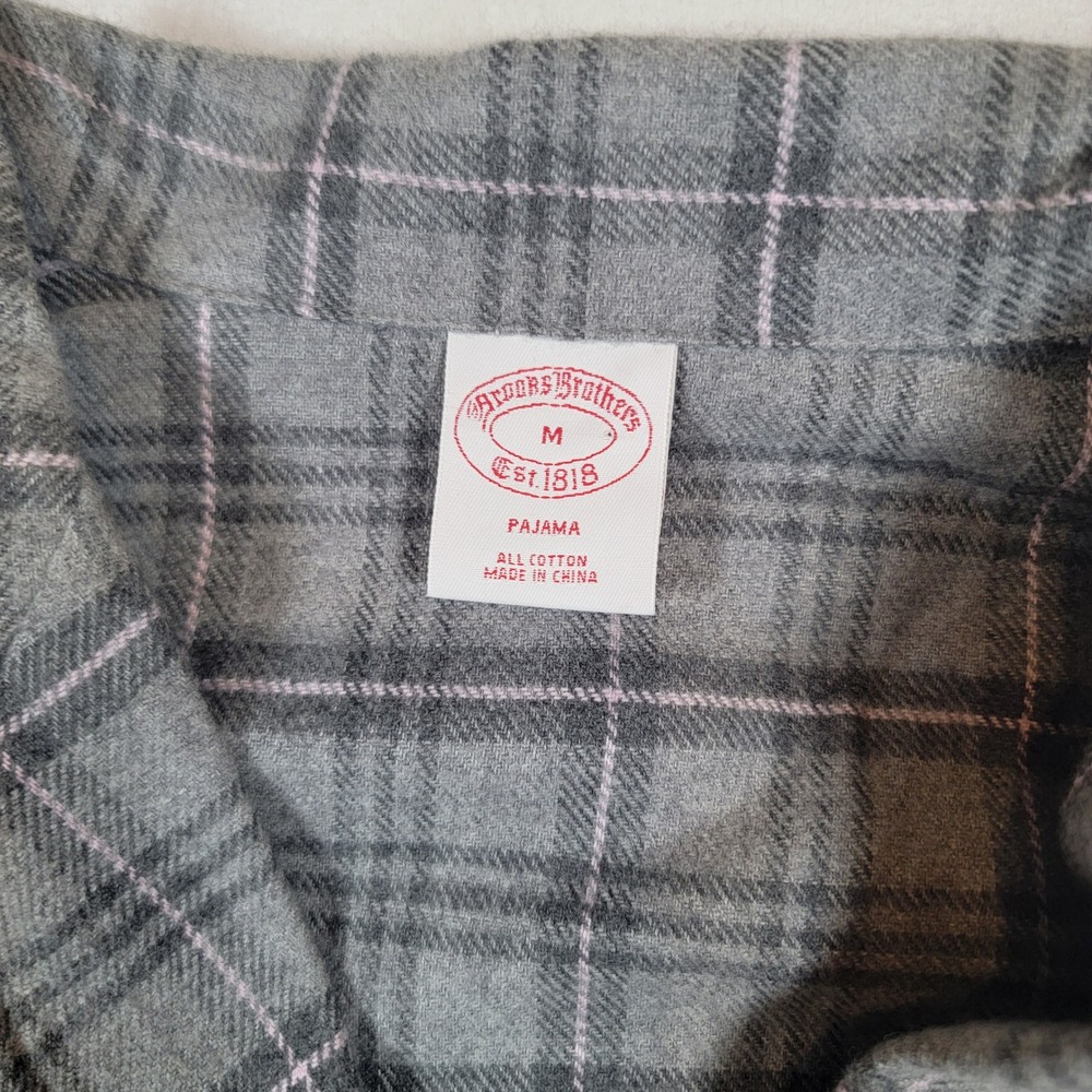 NWT Brooks Brothers Plaid Pajama Button Up Top Womens Sz Medium Gray 100% Cotton - Picture 4 of 6